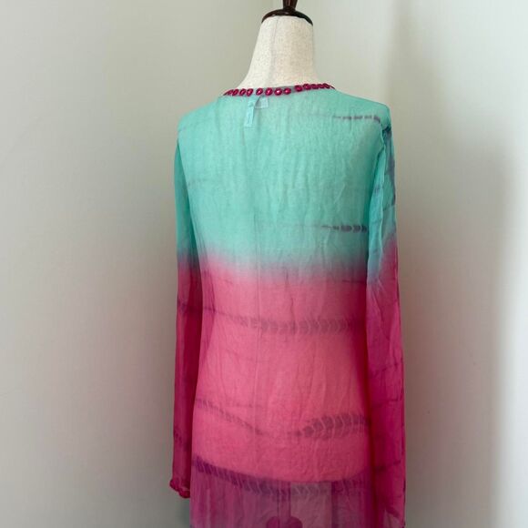 Victoria’s Secret Sheer Pink and Teal ombre Cover Up / Robe Size S/M - Picture 3 of 8